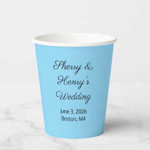 Sweet Letters Blue & Black:  Wedding Paper Cups