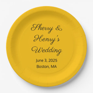 Sweet Letters Gold-colored Wedding Paper Plate