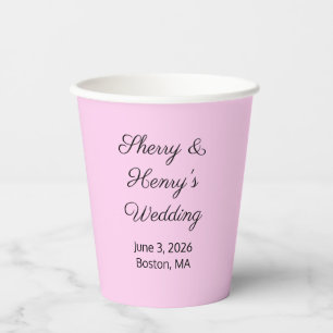 Sweet Letters Pink & Black:  Wedding Paper Cups