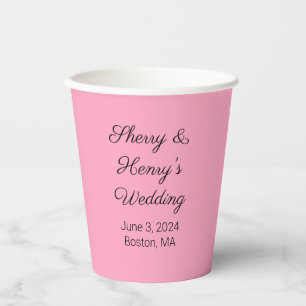 Sweet Letters Pink Wedding Paper Cups
