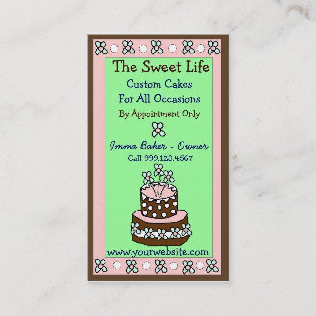 Sweet Life Cake Business cards (Front)