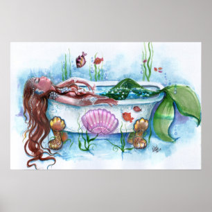 Sweet Life, Mermaid in a Bathtub Poster