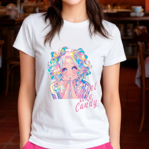 Sweet Like Candy Anime Girl Custom Name  T-Shirt