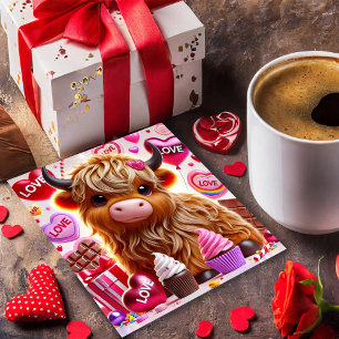 Sweet Like Candy Highland Cow Valentines Card