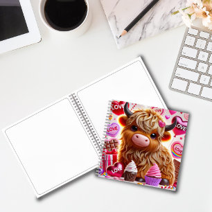 Sweet Like Candy Highland Cow Valentines Notebook