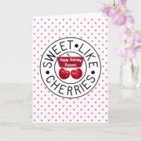 SWEET LIKE CHERRIES Retro Vintage Stamp Birthday
