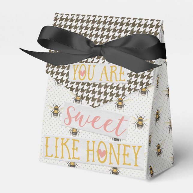 Sweet Like Honey Bees - Black & White Favour Boxes (Front Side)