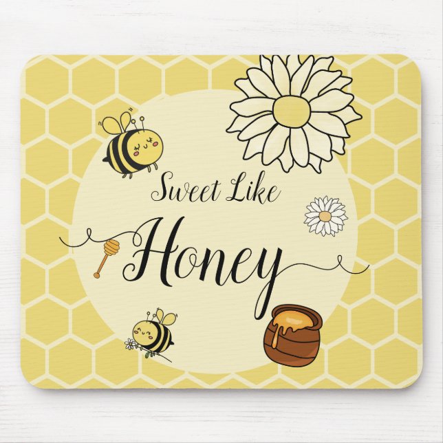 Sweet Like Honey Cute Little Bee Mousepad (Front)