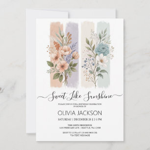 Sweet Like Sunshine Watercolor Birthday Invitation