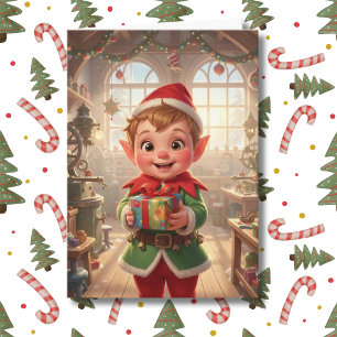 Sweet Lil Elf in North Pole Personalised Christmas Card