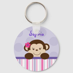 Sweet Lil Girl Monkey Personalised Key Chain