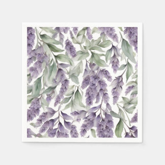 Sweet lilac and sage watercolor napkin