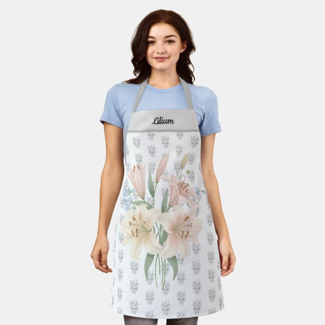 Sweet Lilium (Lily) Floral Mother’s Day Gift Apron (Worn)