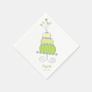 Sweet Lime Green Wedding Cake Bridal Shower Party Napkin