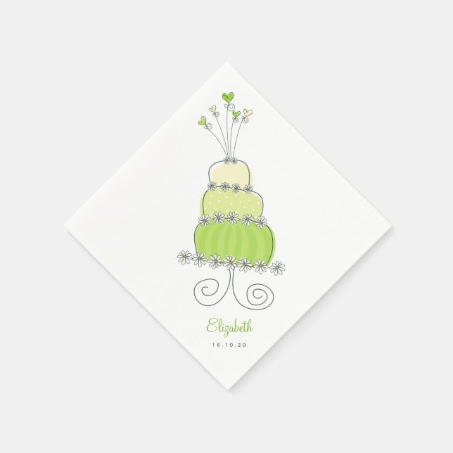 Sweet Lime Green Wedding Cake Bridal Shower Party Napkin (Corner)