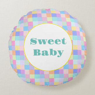 Sweet Line Squares Round Cushion