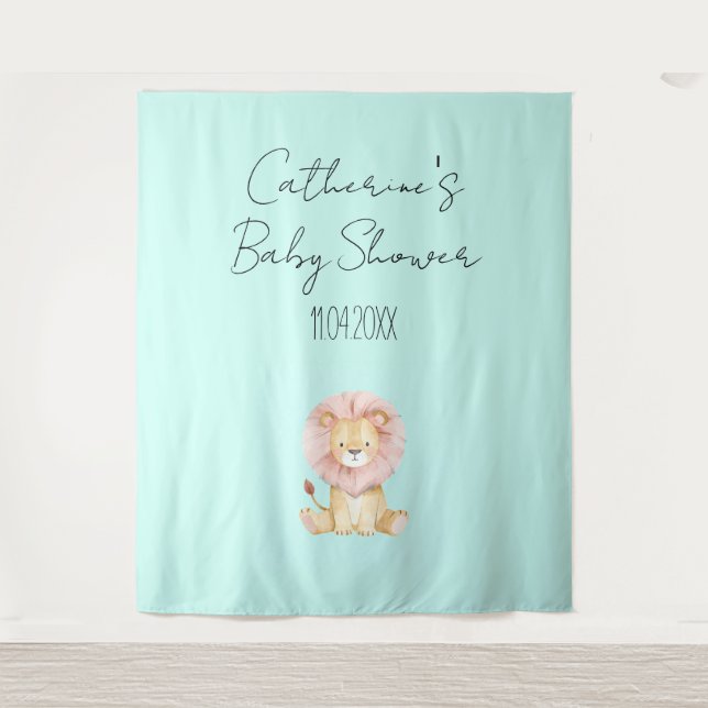 Sweet Lion Baby Shower Theme Party Backdrop Tapestry (Front)