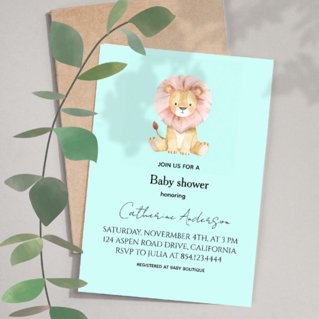 Sweet Lion Pastel Colors Baby Shower Invitation (Creator Uploaded)