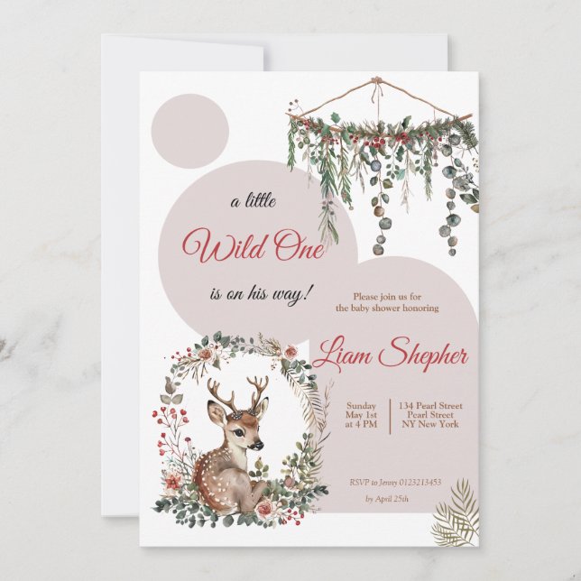 Sweet Little Adventure Woodland-Themed Baby Shower Invitation (Front)