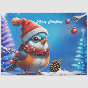 Sweet little and friendly christmas bird tissue paper