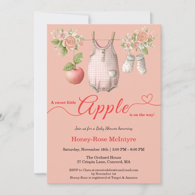 Sweet Little Apple Baby Shower | Fall Rustic Baby  Invitation (Front)