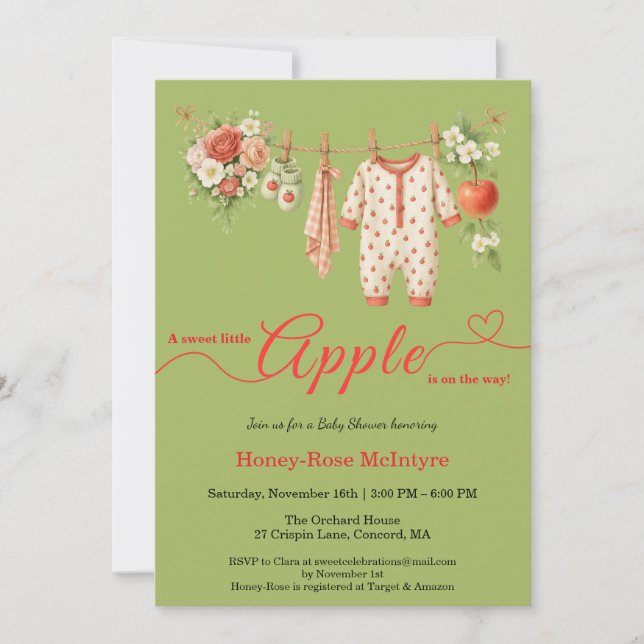 Sweet Little Apple Baby Shower | Fall Rustic Baby  Invitation (Front)