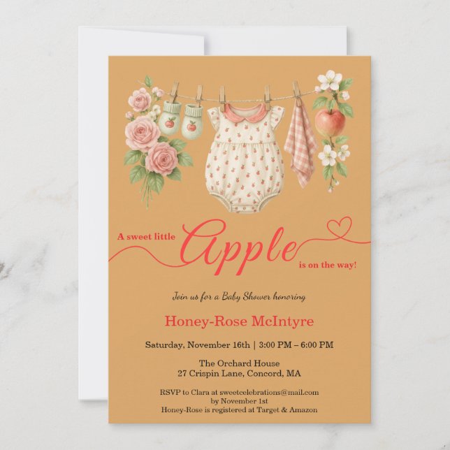 Sweet Little Apple Baby Shower | Fall Rustic Baby  Invitation (Front)