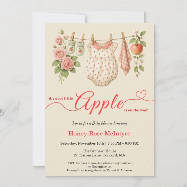 Sweet Little Apple Baby Shower | Fall Rustic Baby  Invitation (Front)