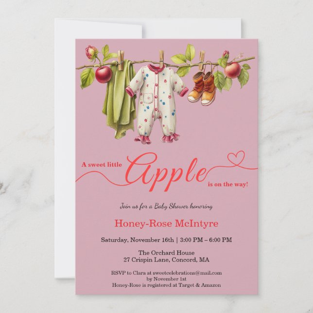 Sweet Little Apple Baby Shower | Fall Rustic Baby  Invitation (Front)