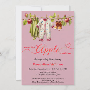 Sweet Little Apple Baby Shower Fall Rustic Baby Invitation