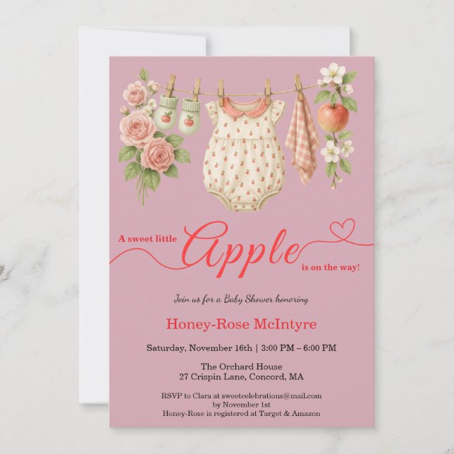 Sweet Little Apple Baby Shower | Fall Rustic Baby  Invitation (Front)