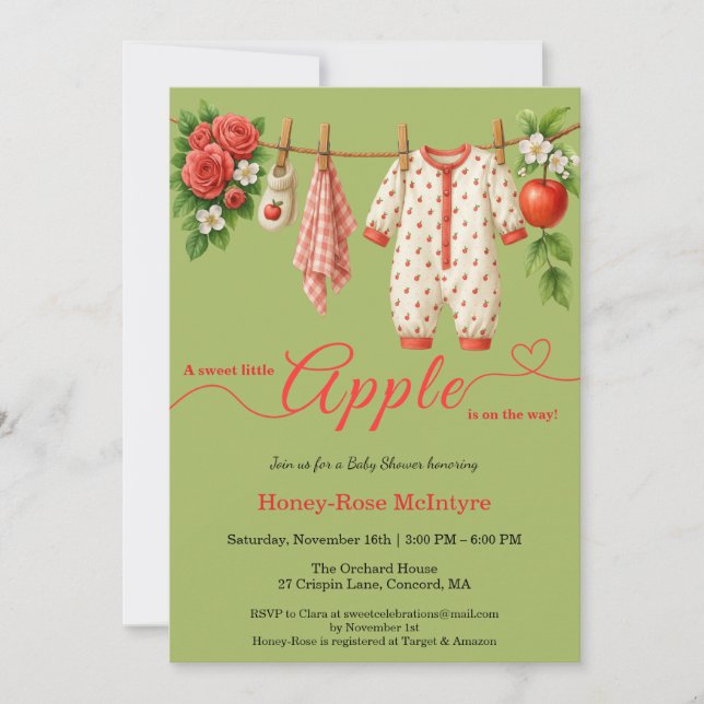 Sweet Little Apple Baby Shower | Fall Rustic Baby  Invitation (Front)