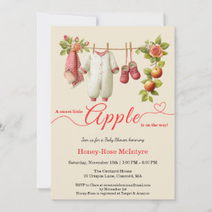 Sweet Little Apple Baby Shower Fall Rustic Baby Invitation