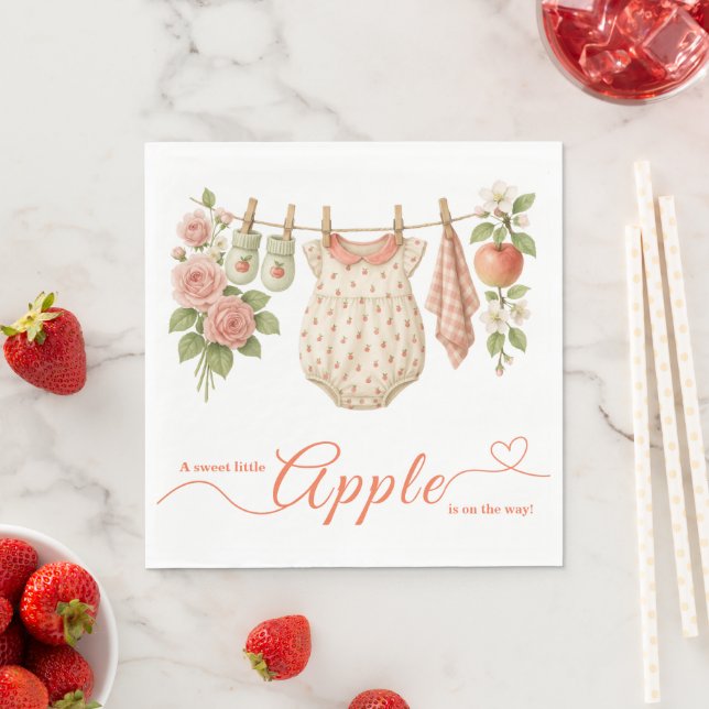 Sweet Little Apple Baby Shower | Fall Rustic Baby  Napkin (Insitu)