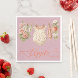 Sweet Little Apple Baby Shower   Fall Rustic Baby  Napkin