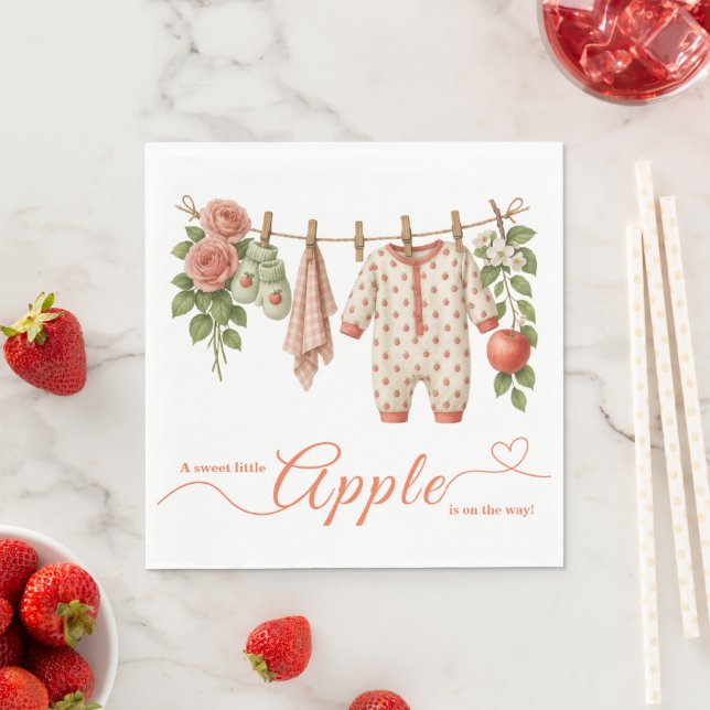 Sweet Little Apple Baby Shower | Fall Rustic Baby  Napkin (Insitu)