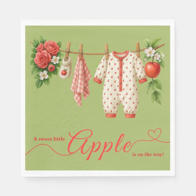 Sweet Little Apple Baby Shower | Fall Rustic Baby  Napkin (Front)