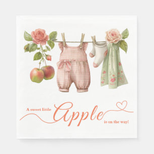 Sweet Little Apple Baby Shower   Fall Rustic Baby  Napkin