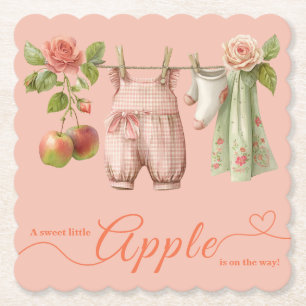 Sweet Little Apple Baby Shower Fall Rustic Baby Paper Coaster