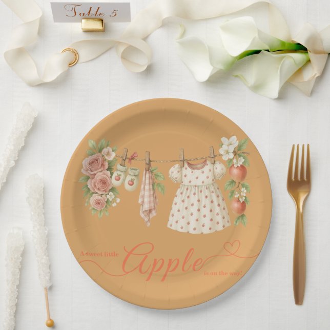 Sweet Little Apple Baby Shower | Fall Rustic Baby  Paper Plate (Wedding)