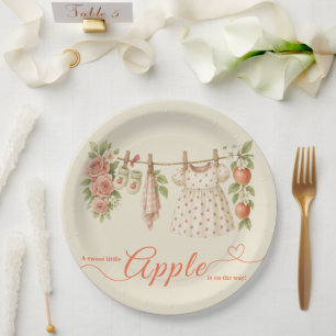 Sweet Little Apple Baby Shower   Fall Rustic Baby  Paper Plate