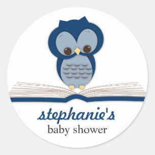 Sweet Little Baby Book Boy Owl Favour Sticker