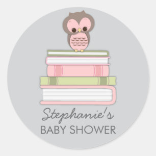 Sweet Little Baby Book Girl Owl Favour Sticker