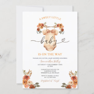 Sweet Little Baby Clothesline Floral Baby Shower Invitation