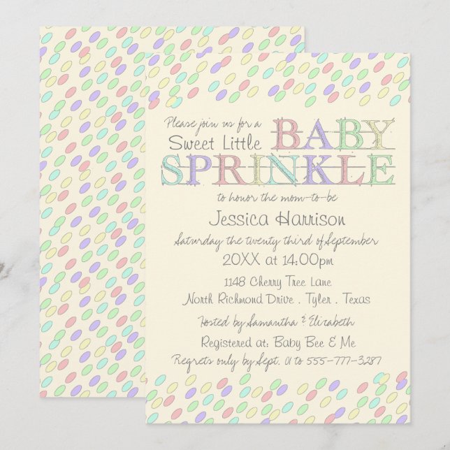 Sweet Little Baby Sprinkles Baby Shower Invitation (Front/Back)