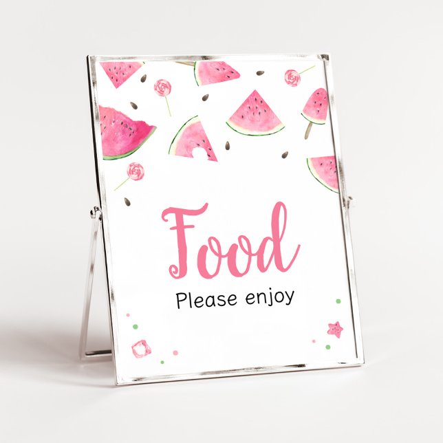 Sweet Little Baby Watermelon Baby Shower Food Poster (Watermelon Sweet Little Baby Shower Food Sign)