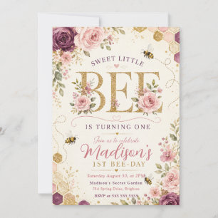 Sweet Little Bee First Birthday Invitation