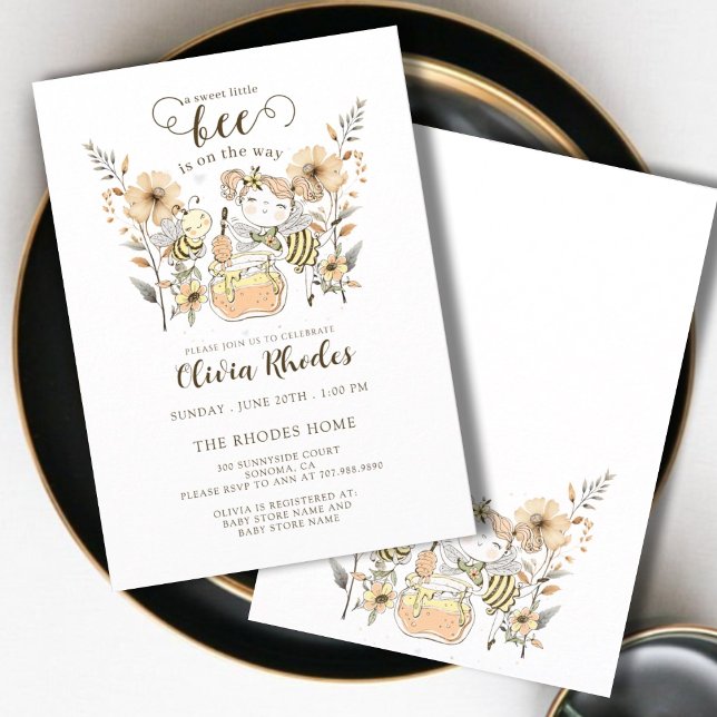 Sweet Little Bee Girl Baby Shower Invitation (Creator Uploaded)