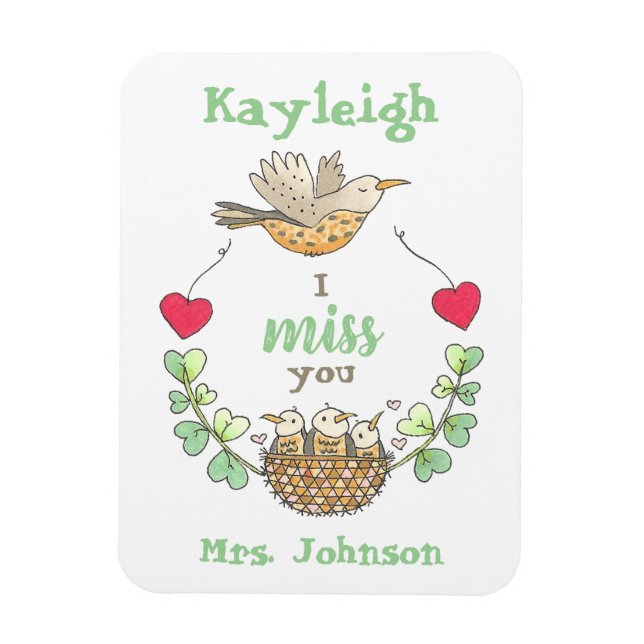 Sweet Little Birds I Miss You Teacher Magnet (Vertical)