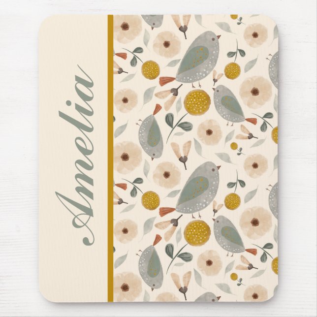 Sweet Little Birds Personalised Mousepad (Front)